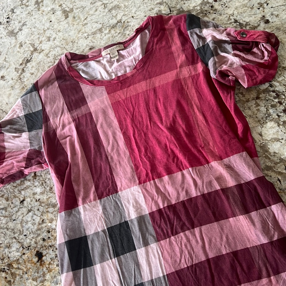 Burberry Red and Pink Plaid Short Sleeve Tee
